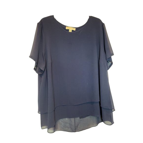 Michael Kors Women’s Plus 2X Navy Blue Blouse 100% Polyester Machine Washable - Picture 7 of 7